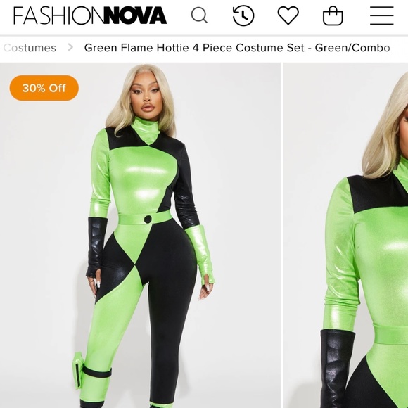 Shego Halloween Costume (Green Flame Hottie 4 Piece Costume Set) - Picture 1 of 5